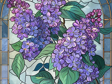 Light Luxury Vintage Violet Flower Stained Glass texture (ID:ffach959170)