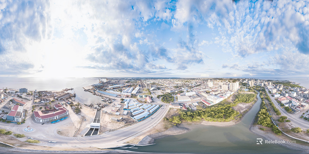 Seaside City Aerial View Day HDR texture