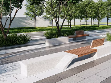 Modern gray brown color block outdoor public bench texture (ID:ffaeh533841)