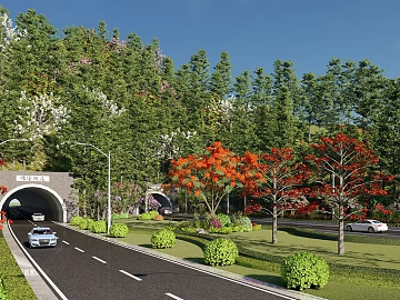 Landscape of Greenforest Tunnel Highway texture (ID:ffaeh436736)