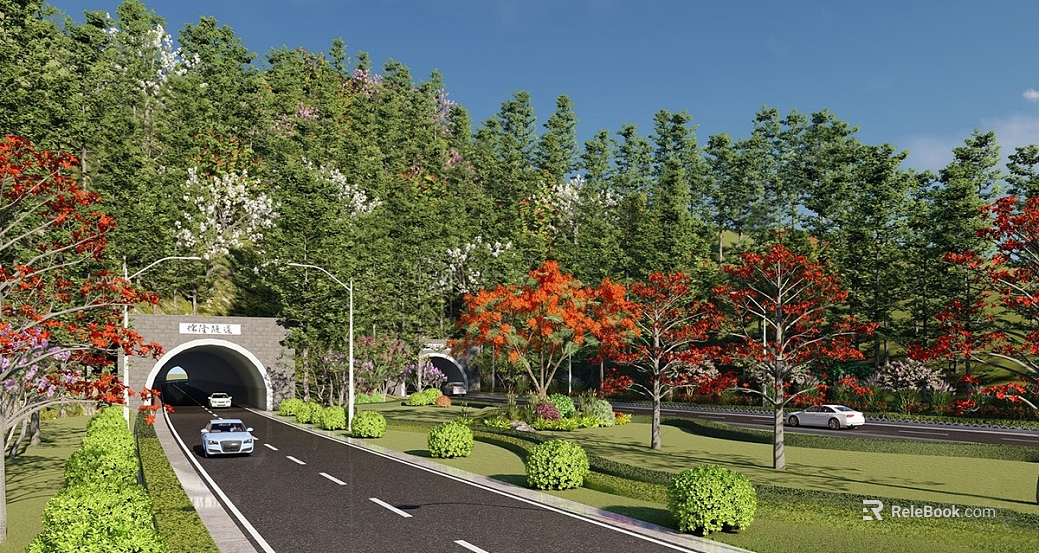 Landscape of Greenforest Tunnel Highway texture