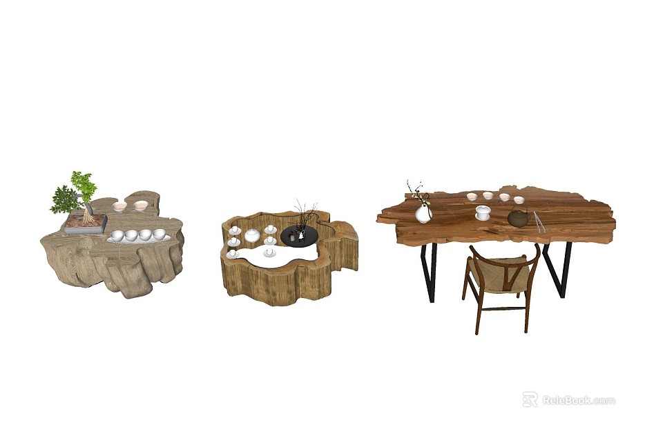 Chinese-style log tea table combination texture