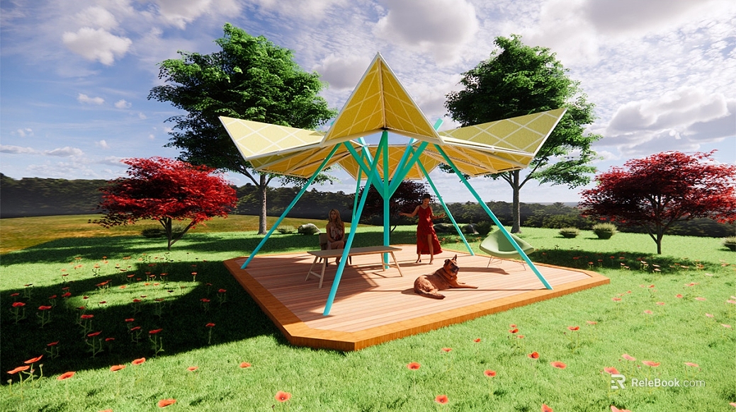 Modern Outdoor Leisure Pavilion Landscape texture