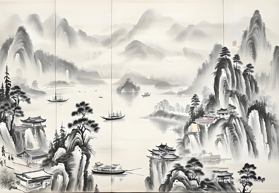 New Chinese wallpaper painting texture