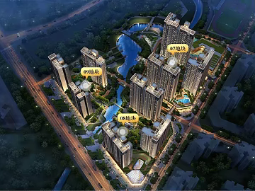 Aerial rendering of a modern residential community texture (ID:ffaeh848296)