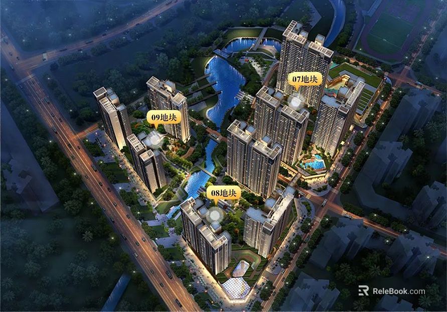 Aerial rendering of a modern residential community texture