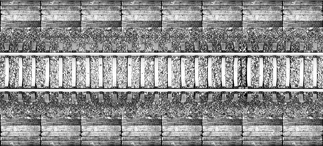 Black and white railway track subgrade ground texture