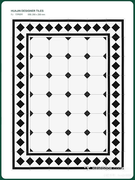 Black and white geometric tile floor paving texture