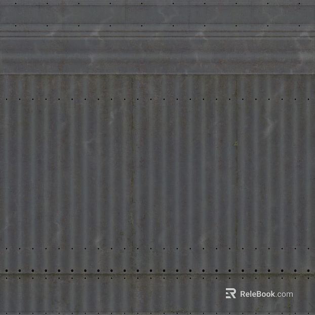Silver gray corrugated metal factory exterior wall texture