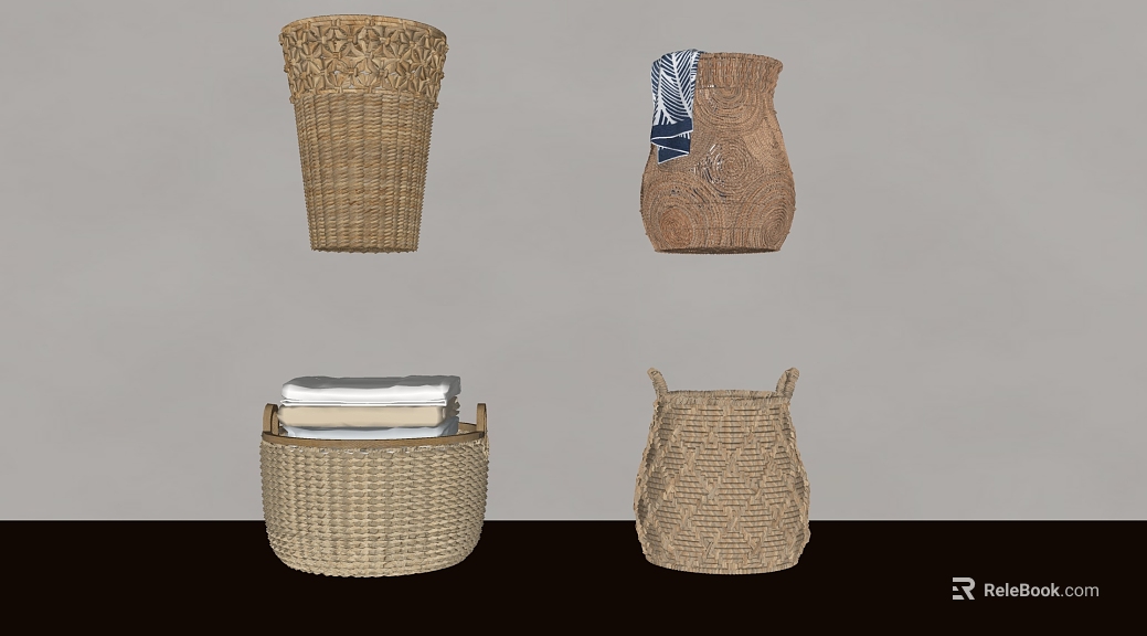 Light Brown Rattan Storage Basket Household Storage texture