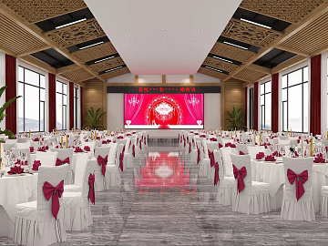 New Chinese Red Ballroom Scene 3d model