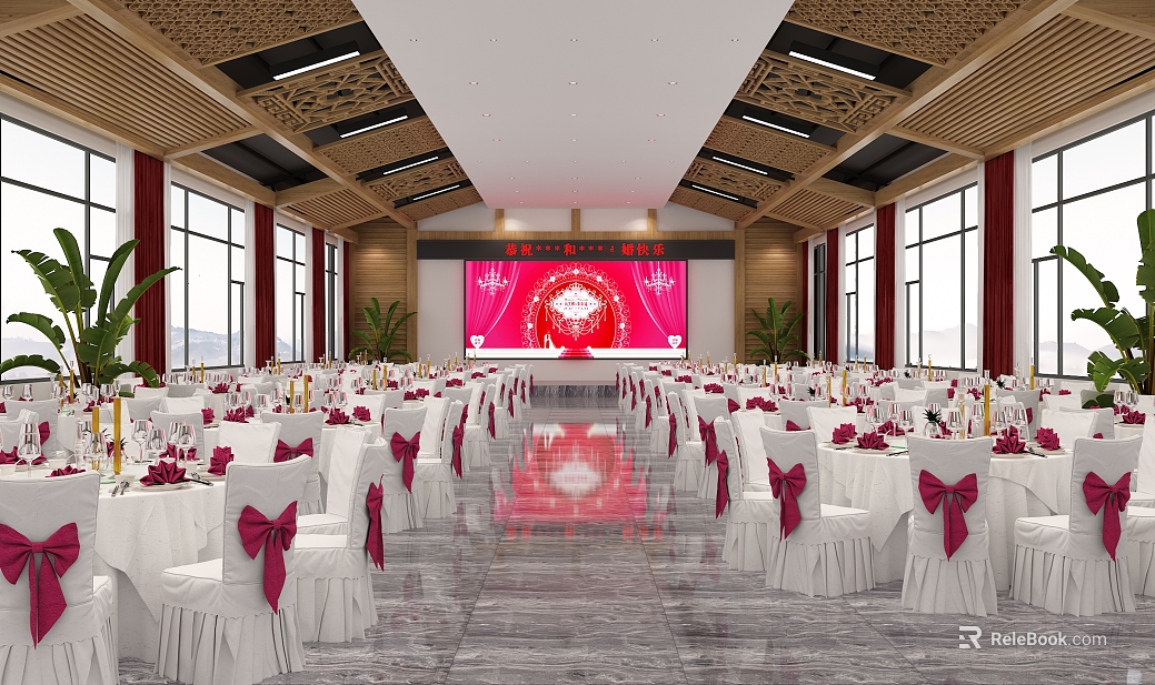 New Chinese Red Ballroom Scene texture