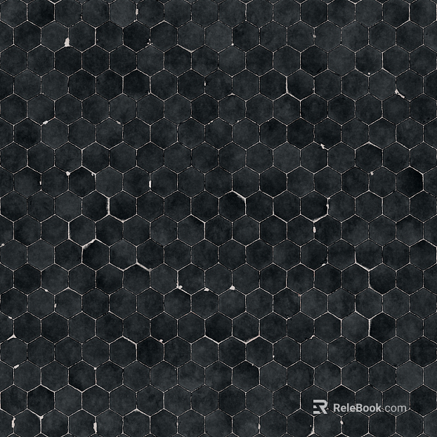 Hexagonal Brick Black Hexagon Mosaic Seamless texture