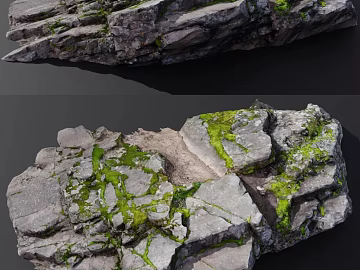 gray green moss rock outdoor landscape stone 3d model