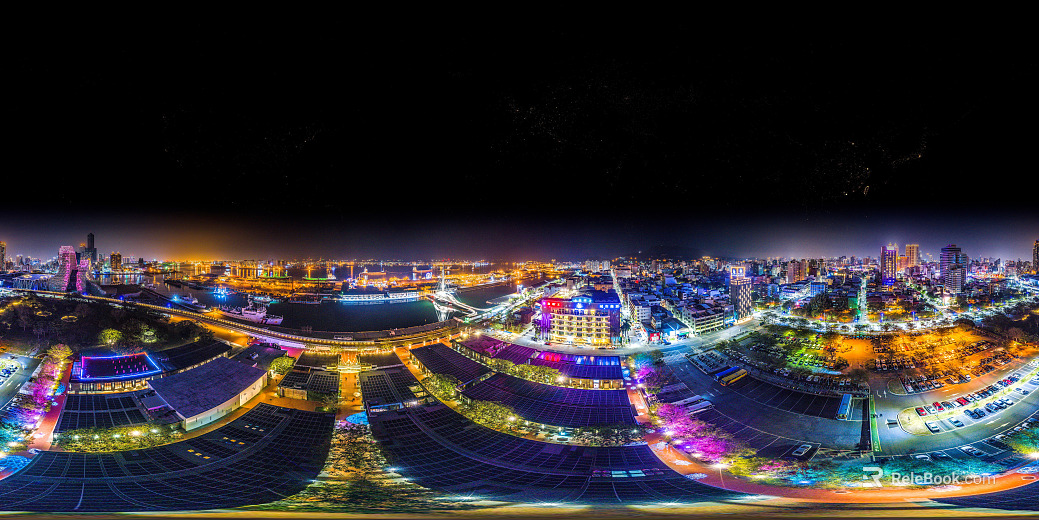 HDR City Lights Night View Panoramic texture