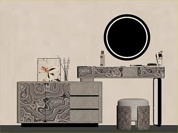 Light Luxury Grey Mesh Marble Dressing Table Panel texture (ID:ffaeh400041)