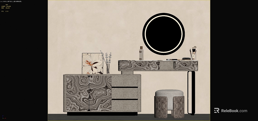 Light Luxury Grey Mesh Marble Dressing Table Panel texture