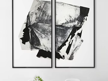 Black and White Abstract Decorative Painting Restaurant Hanging Painting texture (ID:ffaeh074339)