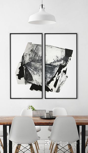 Black and White Abstract Decorative Painting Restaurant Hanging Painting texture