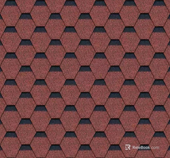 Red brown hexagonal asphalt shingle roof building materials texture