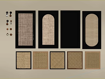 Log color rattan cabinet door furniture panel texture (ID:ffaeh843994)