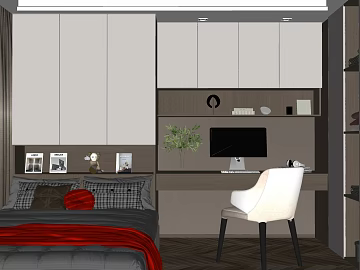 Modern Dark Grey Walnut Bedroom Space texture (ID:ffaeh588296)