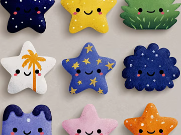 Q version cartoon star pillow map texture (ID:ffaeh196939)