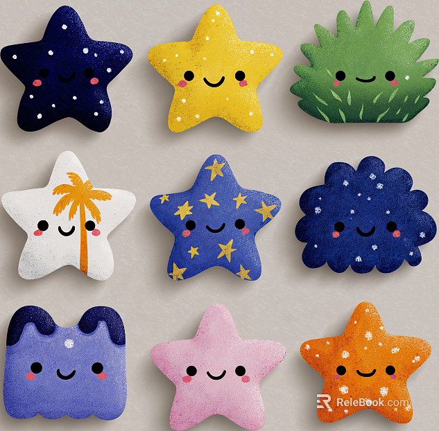 Q version cartoon star pillow map texture