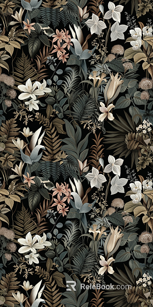 Modern plant print wallpaper texture