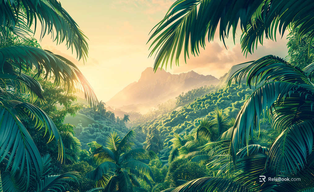 European Literary Plants Tropical Rainforest Wallpaper texture