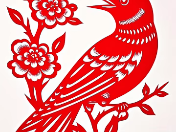 Folk paper-cut window decorative painting flowers and birds texture (ID:ffach846263)