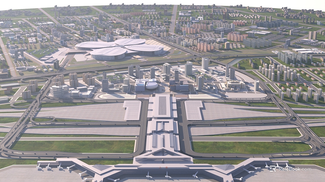 Modern airport city planning renderings texture