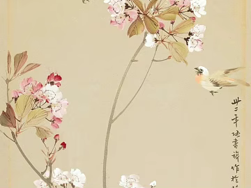 Chinese flower and bird painting texture (ID:ffach165056)