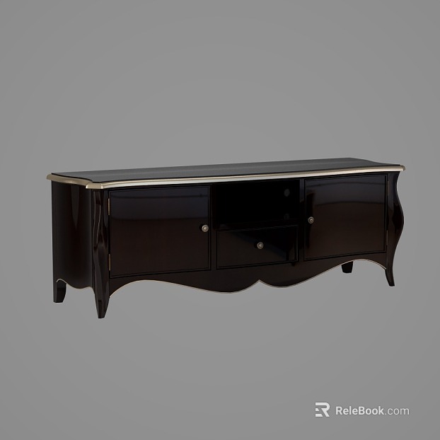 Light Luxury Dark Color Solid Wood TV Cabinet texture