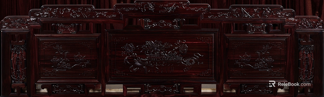 Chinese Deep Red Wood Carving Solid Wood Furniture Hall Ornaments texture