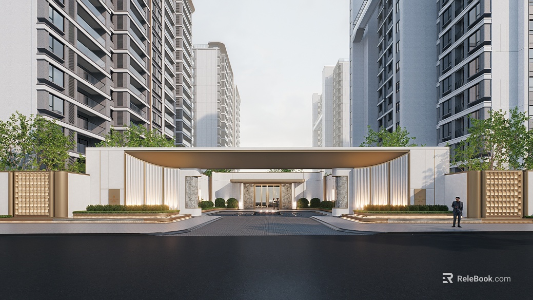 Modern light luxury residential entrance door texture