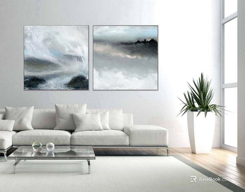 Modern abstract landscape double decorative painting texture