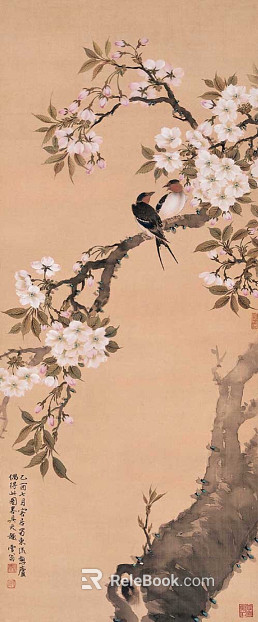 Chinese flower and bird painting texture