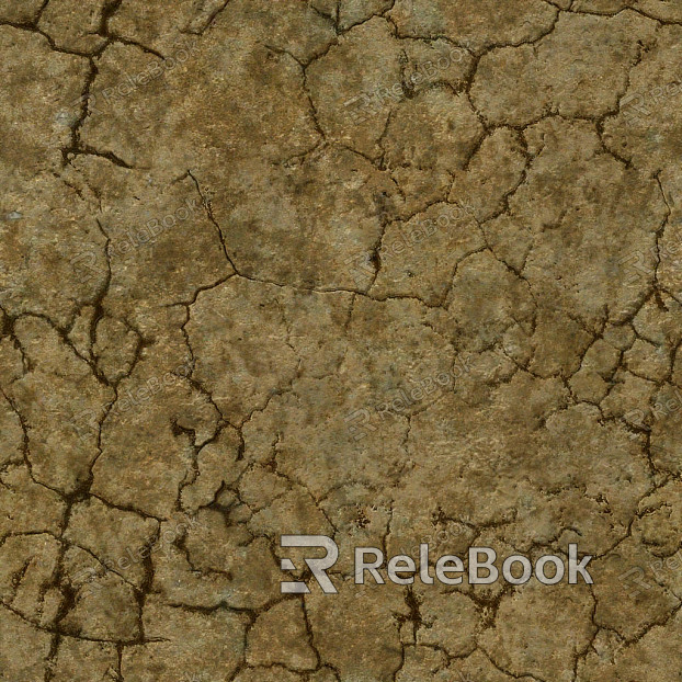 A black and white image of a textured, cracked mud surface, resembling parched earth in a dry riverbed or desert landscape.