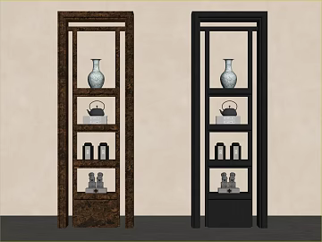 New Chinese Style Dark Wooden Antique Rack texture (ID:ffaeh990041)
