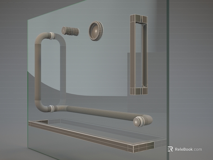 Metal glass door bathroom door handle texture