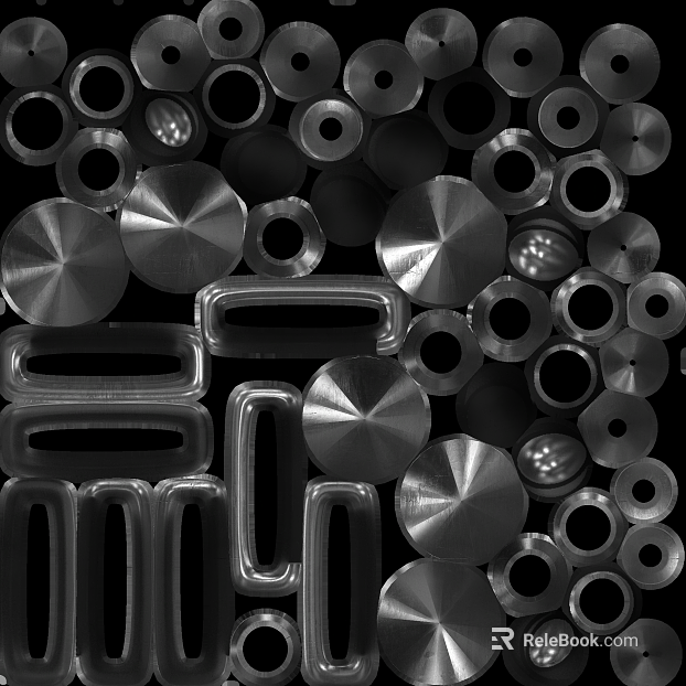 Silver gray brushed metal decorative components texture