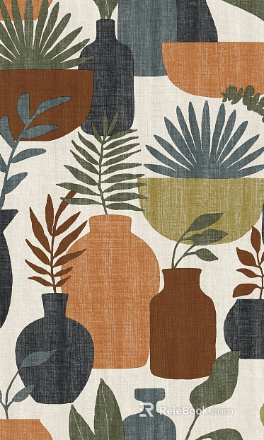 Middle Ancient Cream Mural Plant Mural texture