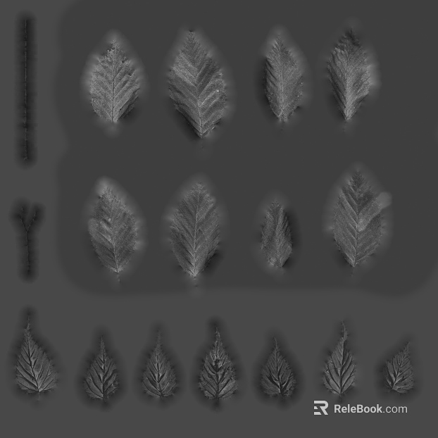 Black and White Leaves Bump Texture Map texture