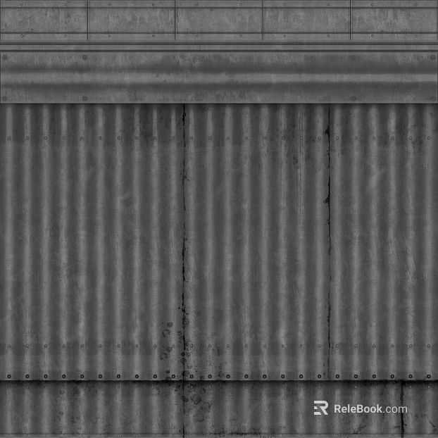 Dark gray distressed corrugated metal panels for factory exterior walls texture
