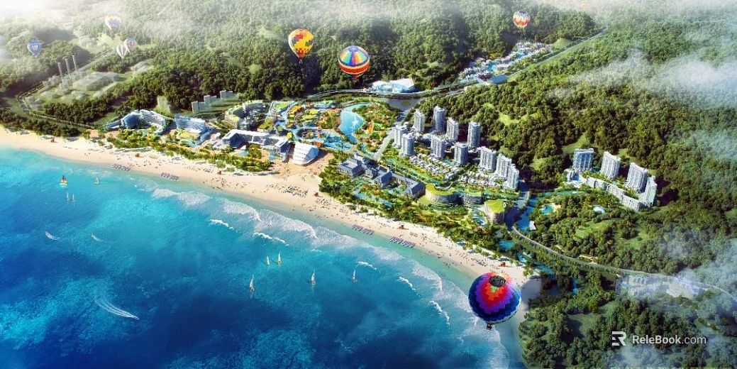 Aerial view of coastal resort texture