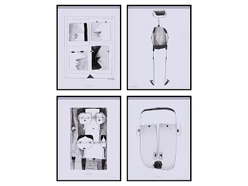 Black and white abstract figure decorative painting texture (ID:ffaeh213356)