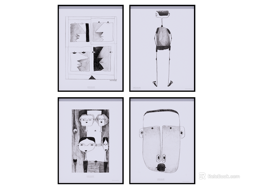 Black and white abstract figure decorative painting texture