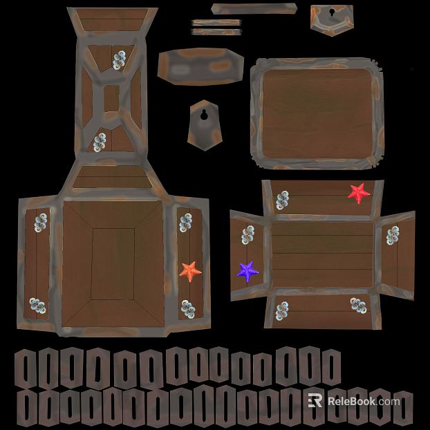Ocean Wind Brown Wood Storage Box Map texture