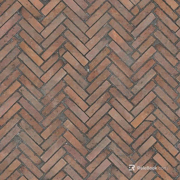 Red-brown herringbone brick courtyard floor texture